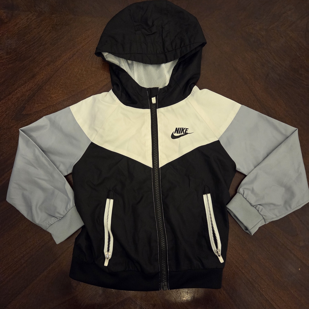 Nike Black and White Hooded Windbreaker Size 3t